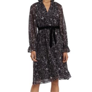 NWOT Long Sleeve Printed Chiffon Floral Dress Sz 6